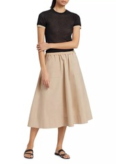 Vince Gathered Utility Cotton Poplin Midi-Skirt