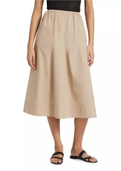 Vince Gathered Utility Cotton Poplin Midi-Skirt