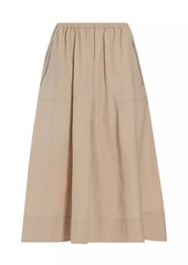 Vince Gathered Utility Cotton Poplin Midi-Skirt