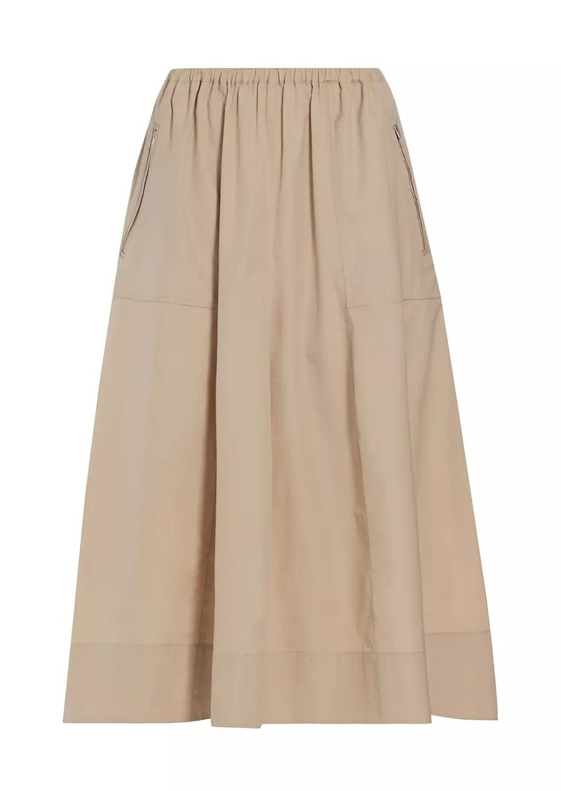 Vince Gathered Utility Cotton Poplin Midi-Skirt