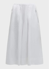 Vince Gathered Utility Zip-Pocket Cotton Midi Skirt