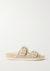 Glyn Leather trimmed Linen Slides 60 Off