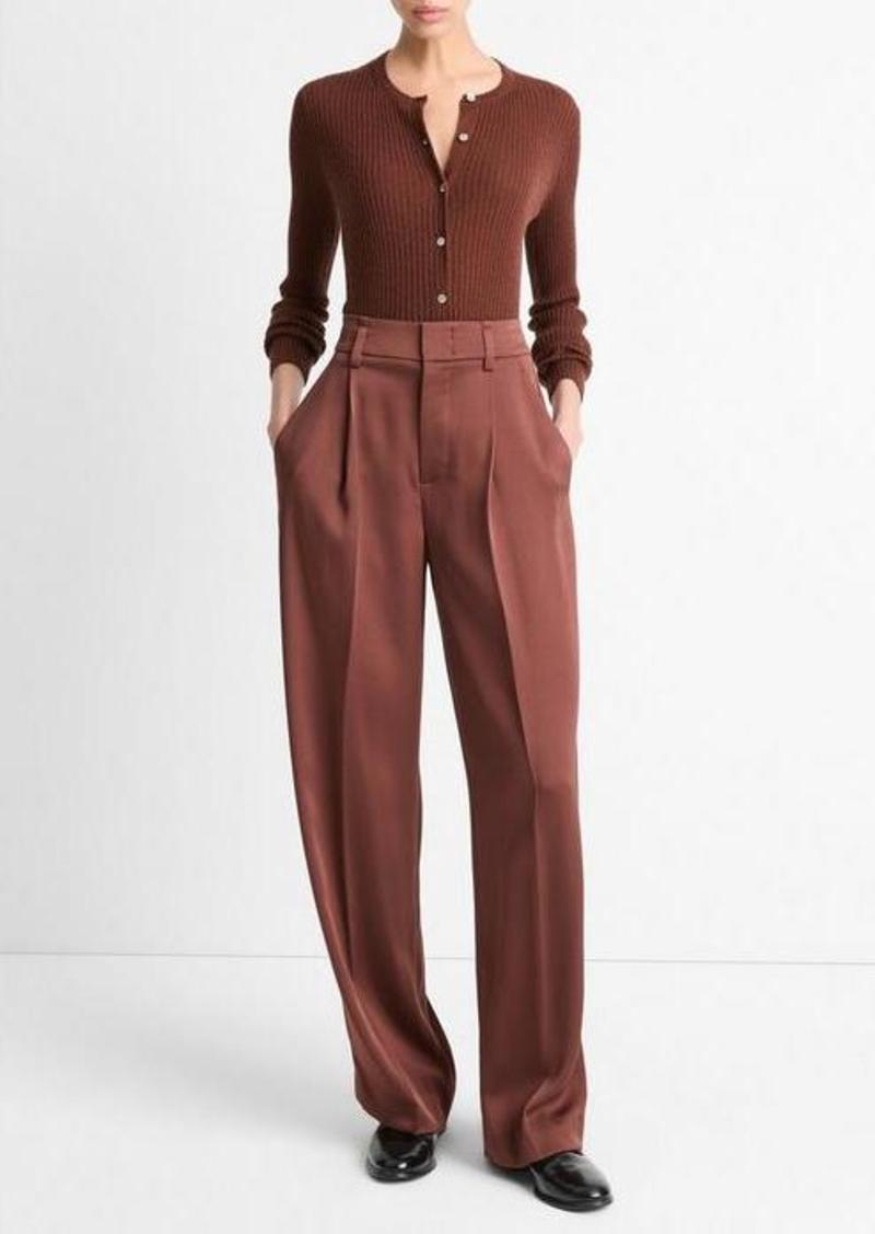 Vince High-Waist Fluid Satin Wide-Leg Trouser