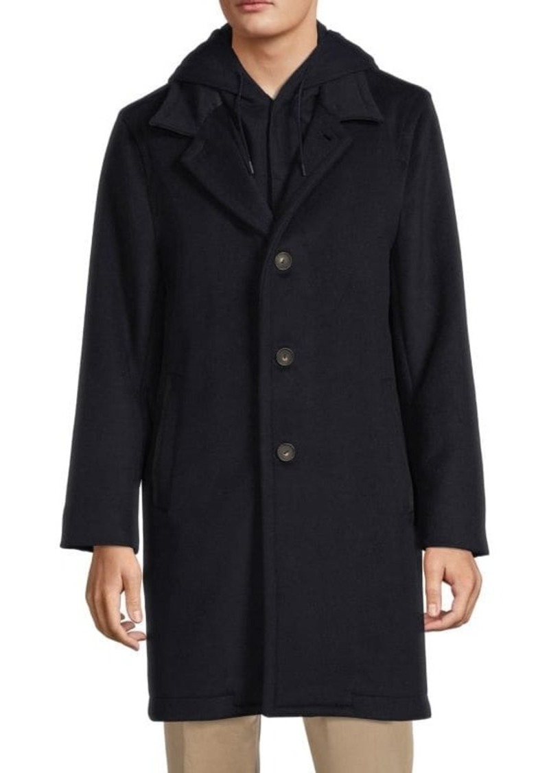 Vince Hooded Wool Blend Overcoat