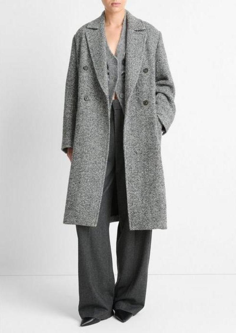 Vince Italian Herringbone Wool-Blend Double-Breasted Coat