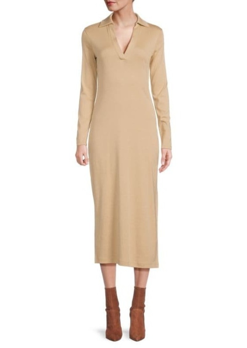 Vince Johnny Collar Pima Cotton Midi Dress