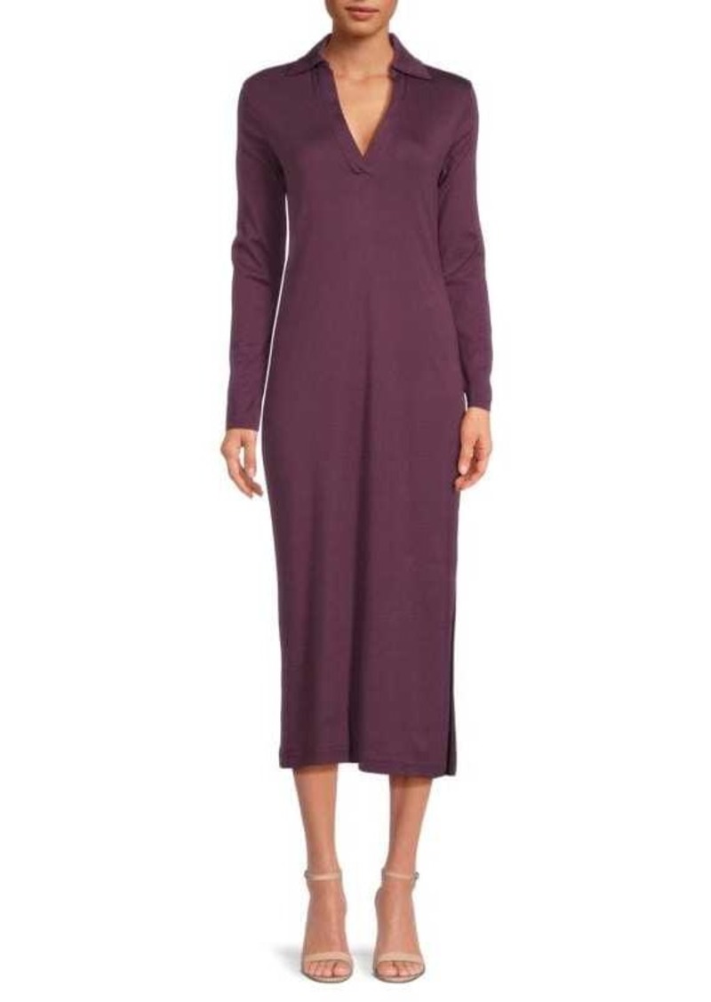 Vince Johnny Collar Pima Cotton Midi Dress