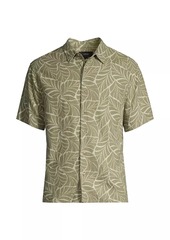 Vince Knotted Leaves Linen-Blend Button-Front Shirt