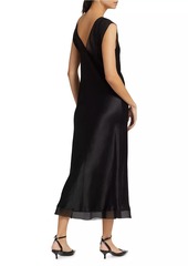 Vince Layered Chiffon & Satin Midi-Dress