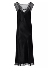 Vince Layered Chiffon & Satin Midi-Dress