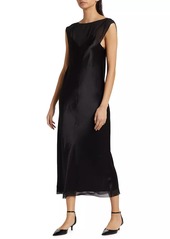 Vince Layered Chiffon & Satin Midi-Dress