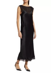 Vince Layered Chiffon & Satin Midi-Dress