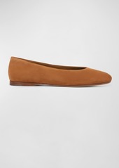 Vince Leah Leather Square-Toe Ballerina Flats