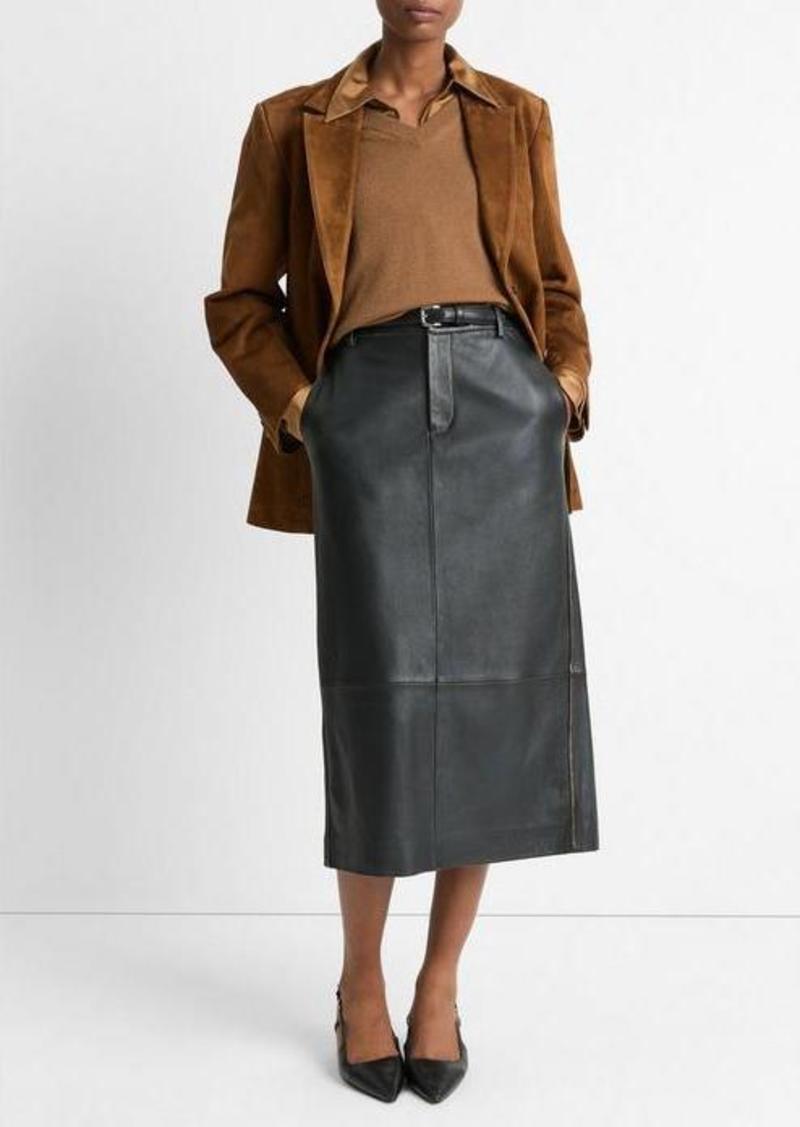 Vince Leather Mid-Rise Pencil Skirt