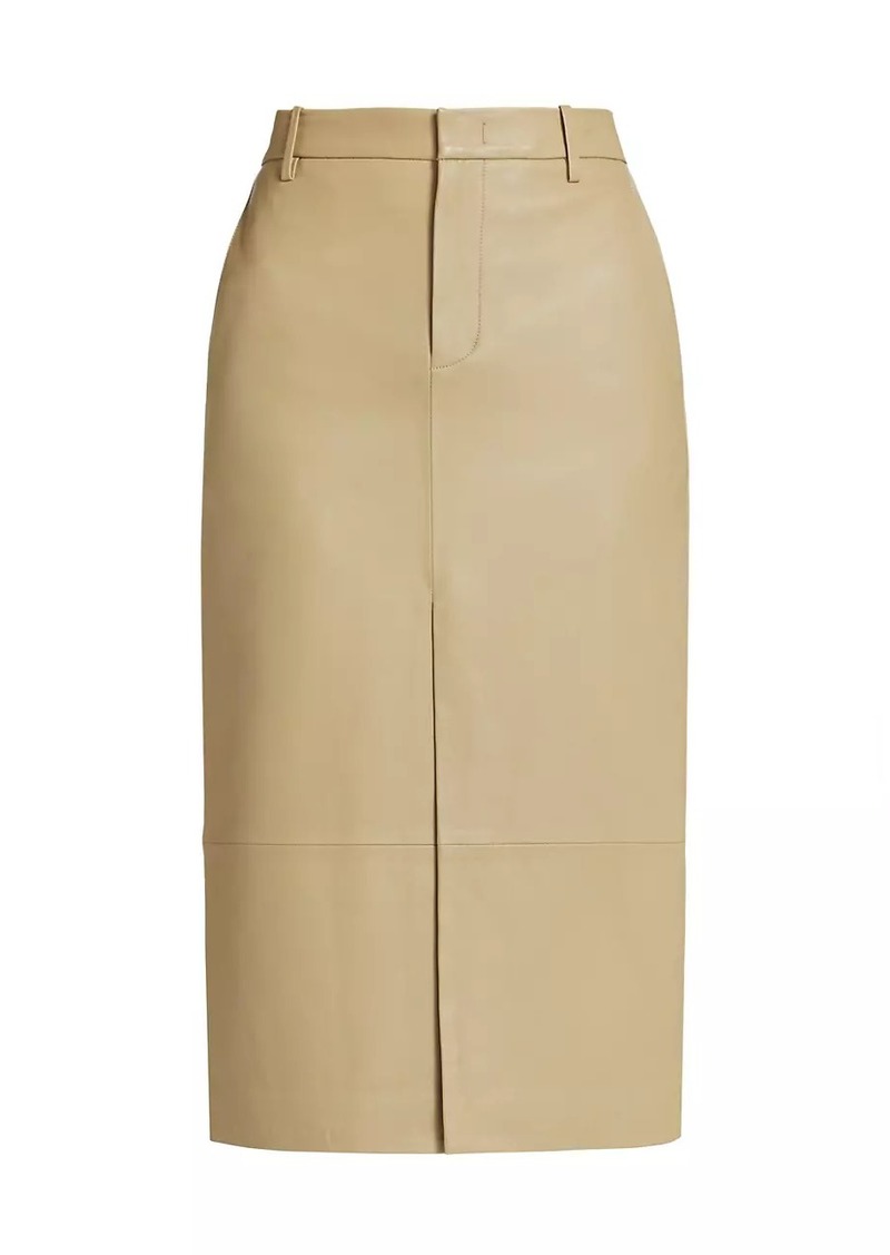 Vince Leather Pencil Midi-Skirt