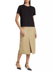 Vince Leather Pencil Midi-Skirt