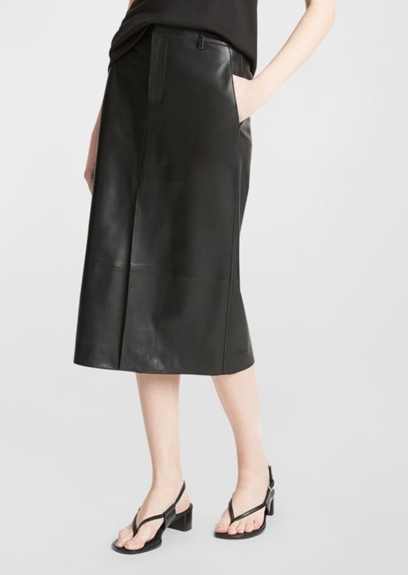 Vince Leather Trouser Midi Skirt