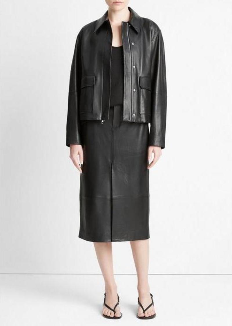 Vince Leather Zip-Front Jacket