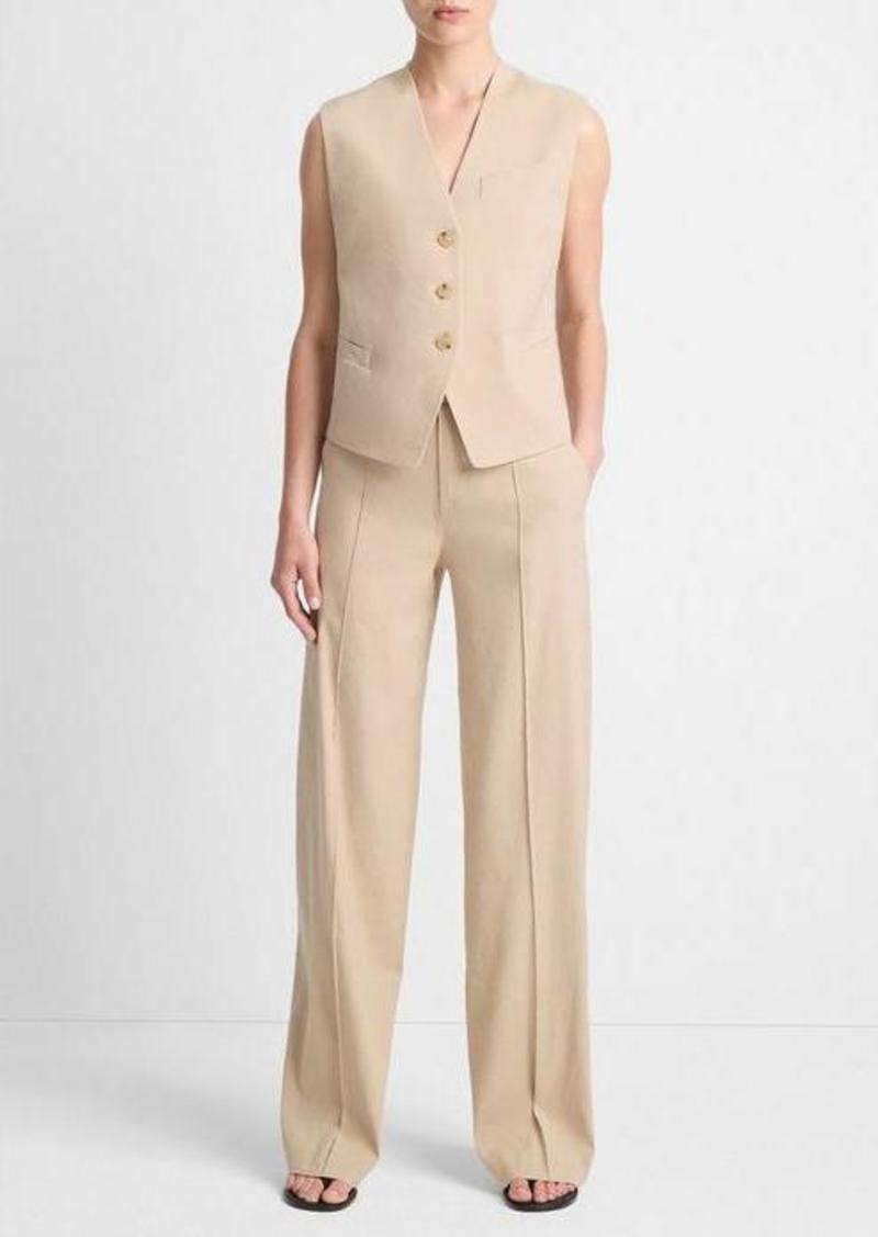 Vince Linen-Blend High-Waist Wide-Leg Pant