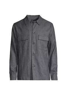 Vince Linen-Blend Twill Shirt Jacket