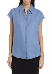 Vince Linen Cap-Sleeve Blouse