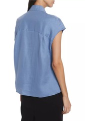 Vince Linen Cap-Sleeve Blouse