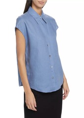 Vince Linen Cap-Sleeve Blouse