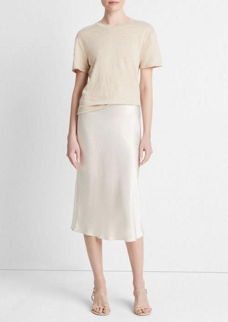 Vince Linen Drop-Shoulder Crew Neck T-Shirt