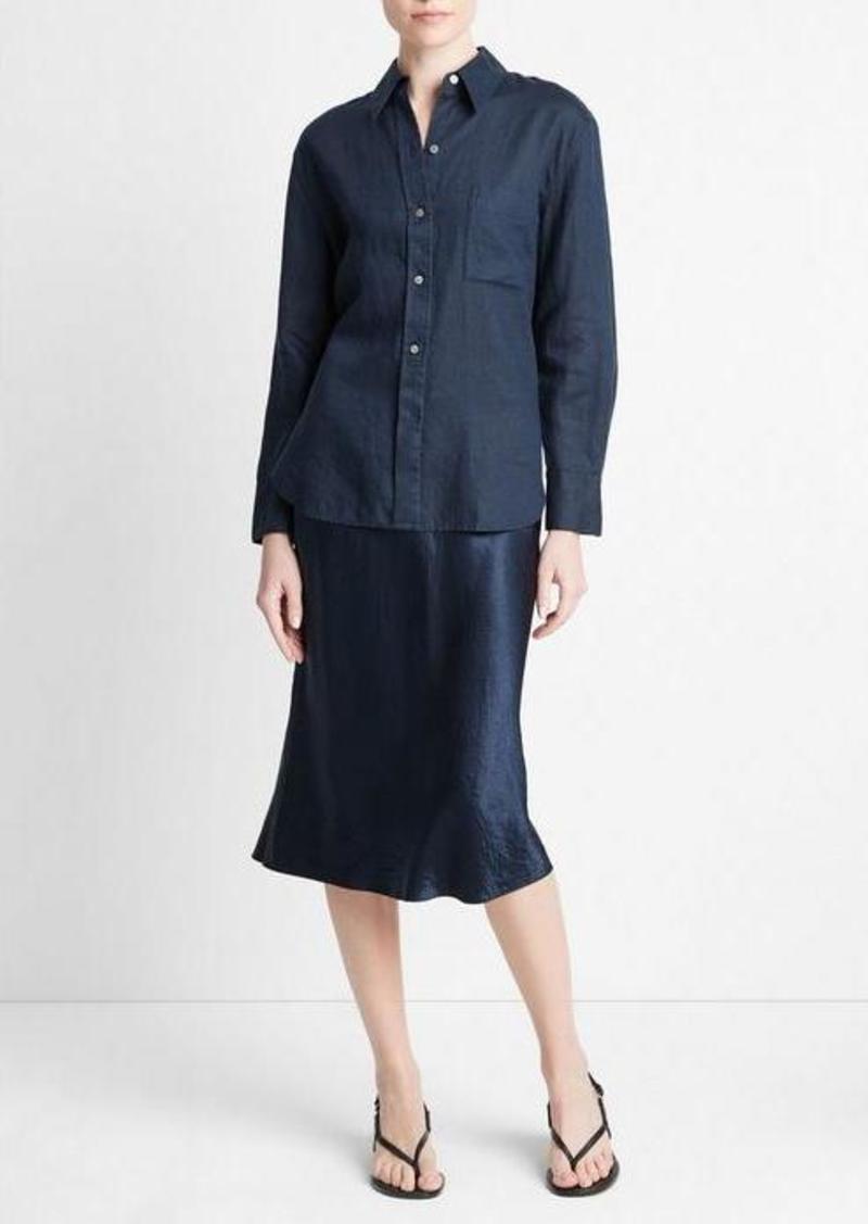 Vince Linen Easy Button-Front Shirt