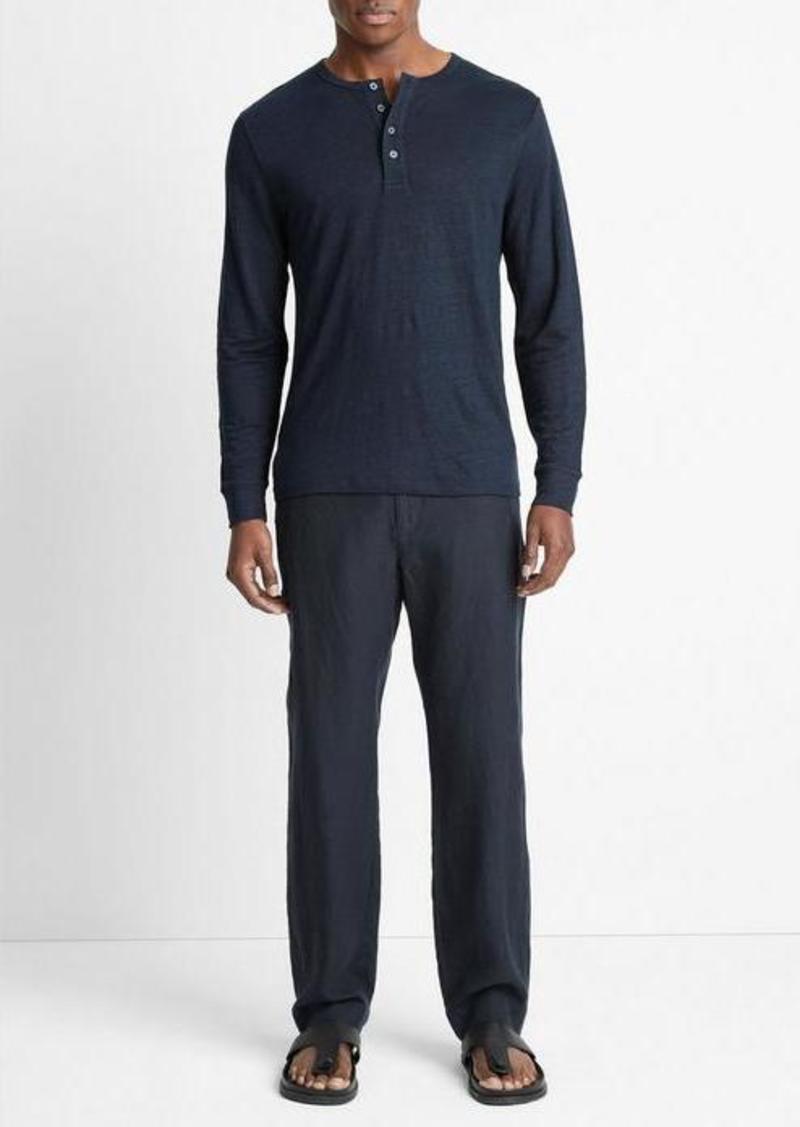 Vince Linen Long-Sleeve Henley