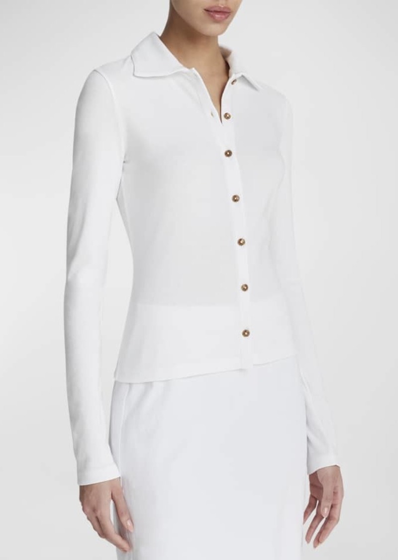 Vince Long-Sleeve Collared Button-Front Top
