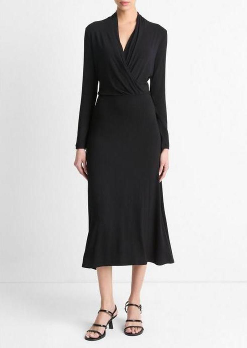 Vince Long-Sleeve Crossover Dress