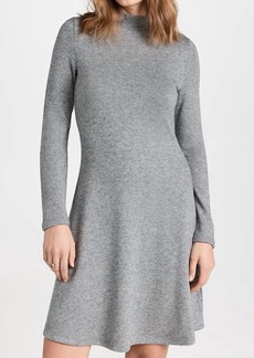 Vince Long Sleeve Short Sweater Dress In Silver Dust