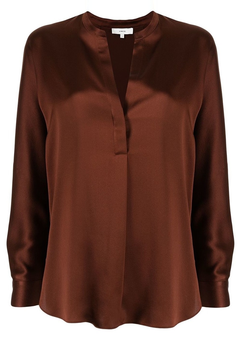 long-sleeve silk blouse