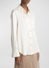 Vince Long-Sleeve Silk Chest Pocket Blouse