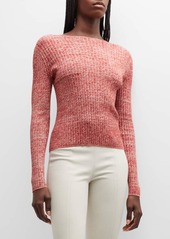 Vince Marled Knit Ribbed Mock-Neck Sweater