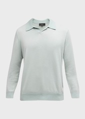 Vince Men's Birdseye Wool-Blend Polo Sweater