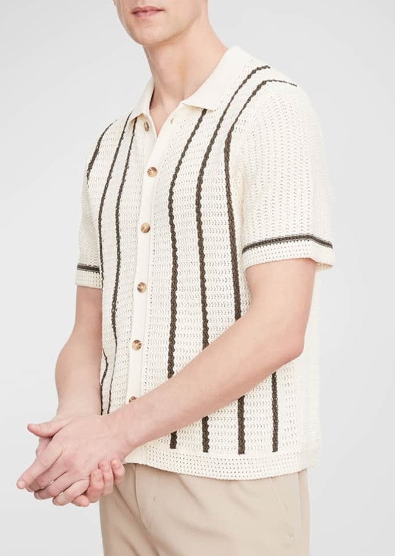 Vince Men's Crochet Stripe Short-Sleeve Shirt