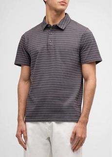 Vince Men's Garment-Dyed Fleck Stripe Polo Shirt