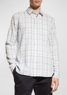 Vince Men's Linen-Blend Plaid Sport Shirt