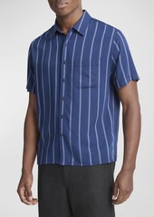 Vince Men's Pacifica Stripe Short Sleeve Sport Shirt