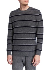 Vince Men's Striped Cashmere Crewneck Sweater