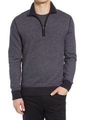 VINCE Bird's Eye Quarter Zip Wool & Cashmere Pullover in Coastal/Pearl at Nordstrom