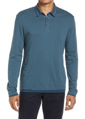 Vince Double Layer Long Sleeve Polo in Forest Berry/Hyperio at Nordstrom