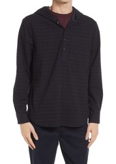 Vince Highway Plaid Hooded Popover Shirt in Coastal/Curtain Merl at Nordstrom