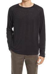 Vince Long Sleeve Linen T-Shirt in Black at Nordstrom