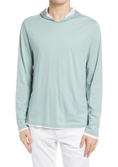 VINCE Regular Fit Double Layer Hoodie in Poolside/Optic White at Nordstrom