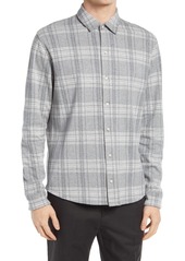 Vince Regular Fit Plaid Slub Cotton & Linen Button-Up Shirt
