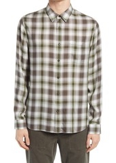 VINCE Regular Fit Plaid Twill Button-Up Shirt in Calistoga/Chive at Nordstrom