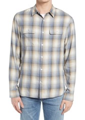 Vince Shadow Plaid Button-Up Shirt in 493-H Salton Sea/Leche at Nordstrom